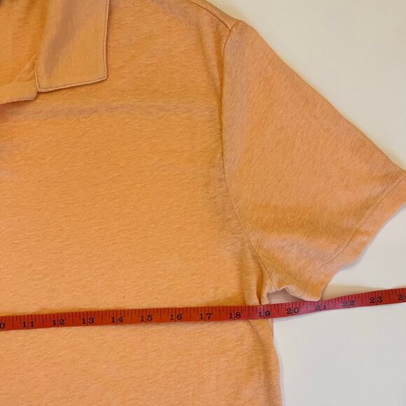 Onia Shawn Linen Polo Mens Medium Orange Short Sleeve - Picture 8 of 9